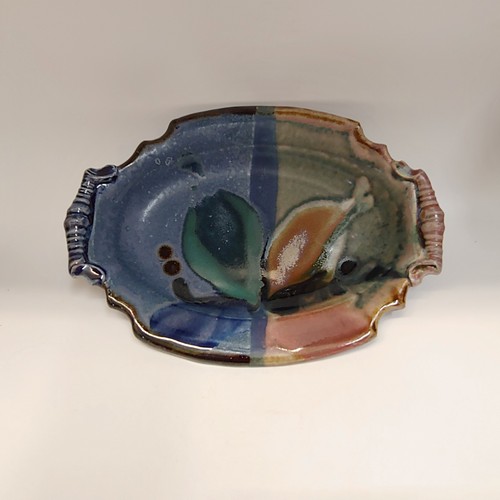 Click to view detail for #220405 Platter Blue, Green, Rose 11x8 $18